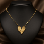 Anoira Anti-Tarnish Textured Heart Pendant Necklace for Women | Gold Plated Beaded Chain | Minimalist Romantic Jewelry Gift | Everyday Fashion Accessory