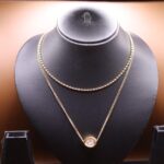 Anoira Anti-Tarnish Layered Gold Necklace for Women | Dainty Beaded Chain with Bezel Crystal Pendant | Minimal Everyday Jewelry | Hypoallergenic & Long-Lasting Plated Necklace