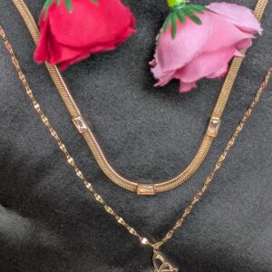 Anoira Anti-Tarnish Rose Gold Butterfly Lariat Necklace for Women | Dainty Double-Chain Layered Choker | Non-Tarnish Minimalist Everyday Jewelry